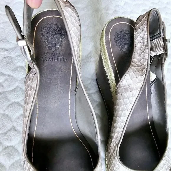 Vince Camuto Estera snakeskin wedges heels 9.5 39.5 - Picture 4 of 10